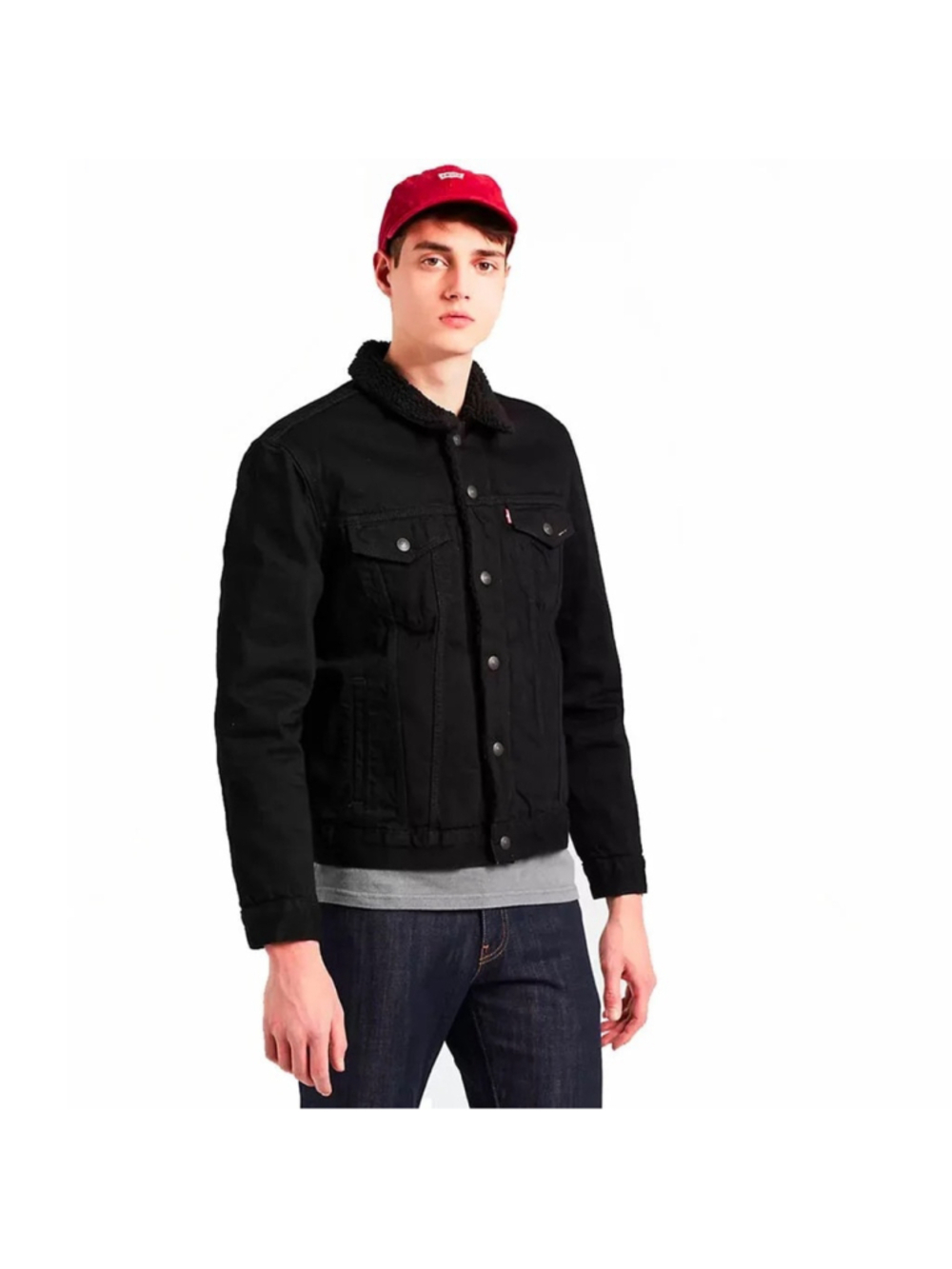 Levi's Sherpa Trucker Jacket black Jean jacket insulated warm denim jacket sz sm